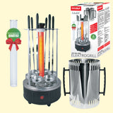 Olymp Elektrischer Grill LUX 1000 W, 6 Grillspieße, 200°C, Rauchfrei, 1 kg Schaschlik, 20 Minuten Garzeit, Rotierende Spieße, Spezielle Fettbehälter