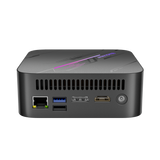 Blackview MP100 Mini PC – Rückansicht, LAN-Port, zwei USB-Ports, DisplayPort, HDMI-Anschluss und Strombuchse im Überblick