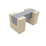 Moderner Tisch mit beige und grauer Oberfläche, rechteckige Form