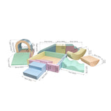 Bunte Spielmodule aus Schaumstoff in verschiedenen Formen und Größen