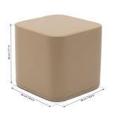 Beiger quadratischer Hocker mit abgerundeten Kanten und Maßeinheiten
