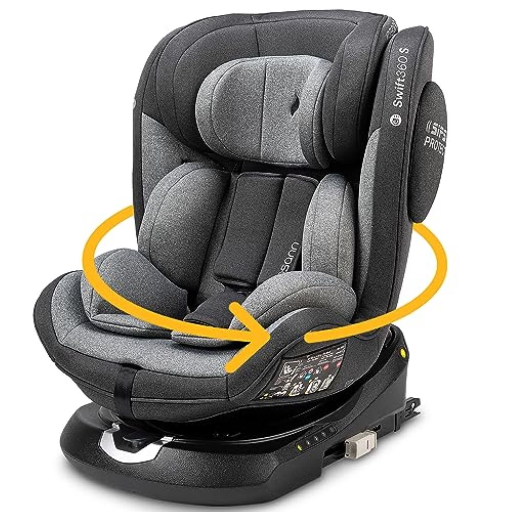 Osann Swift360 S i-Size Kindersitz 76–150 cm – 360° drehbar, Reboarder & vorwärts, Isofix, i-Size R129, 12-fach höhenverstellbar – Universe Grey