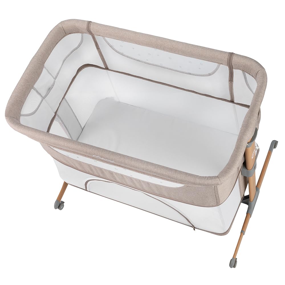 MoMi SMART BED 2.0 Kinderbett Grau mit 2 Schlafpositionen und Laufgitterfunktion für Kleinkinder