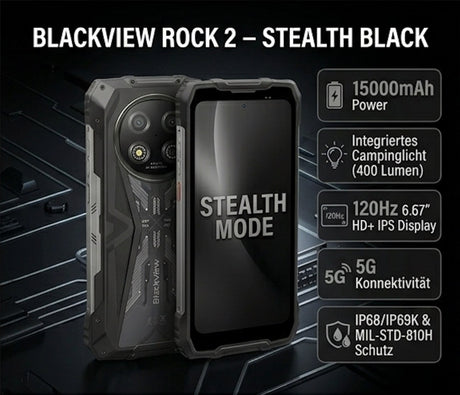 Blackview Rock 2 in schwarz mit den wichtigsten USPs