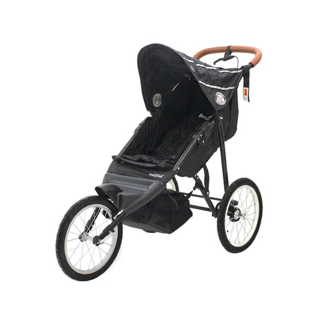 Baby trold Jogger schwarz im Profil sonnenschutz geschlossen umgeklappter sitz