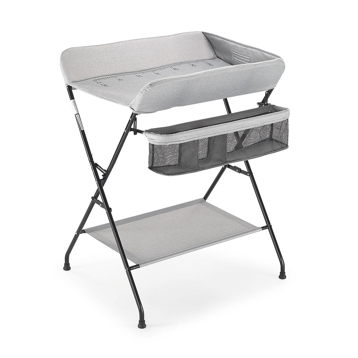 BabyTrold Vera 2 Wickeltisch klappbar grau Denim mit Ablagefach und 3-Fächer-Halter