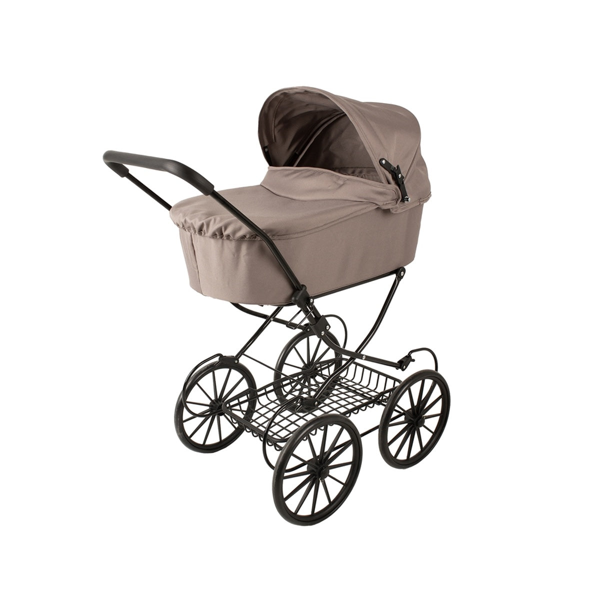 TRILLE Classic Nostalgie Puppenwagen in Sandfarbe mit stabilem Stahlgestell und Stoffverkleidung, 77 cm hoch