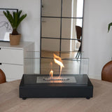 CACH Fires Lambeth Tischkamin, Schwarz, H: 18 cm x B: 35,5 cm x T: 20,5 cm, schöner Flammeneffekt, ideal für das Wohnzimmerregal oder den Terrassentisch, 0,8 kW.