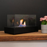 CACH Fires Lambeth Tischkamin, Schwarz, H: 18 cm x B: 35,5 cm x T: 20,5 cm, schöner Flammeneffekt, ideal für das Wohnzimmerregal oder den Terrassentisch, 0,8 kW.