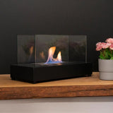 CACH Fires Lambeth Tischkamin, Schwarz, H: 18 cm x B: 35,5 cm x T: 20,5 cm, schöner Flammeneffekt, ideal für das Wohnzimmerregal oder den Terrassentisch, 0,8 kW.
