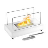 CACH Fires Lambeth Tischkamin, weiß, H: 18 cm x B: 35,5 cm x T: 20,5 cm, 0,8 kW, hübsche und stilvolle Ergänzung für jeden Raum