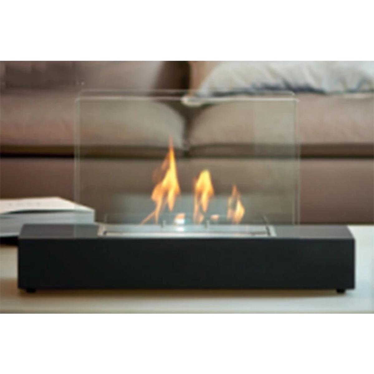 CACH Fires Freistehender Bioethanol-Kamin, Schwarz, 60 cm, Dekoratives Feuer für Tisch oder Regal, 2 kW, Stilvolles und modernes Accessoire.