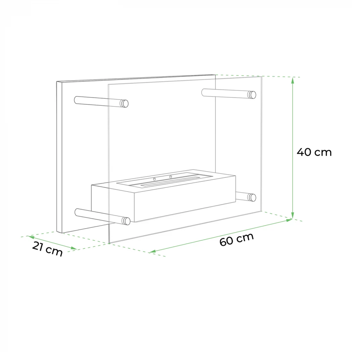 CACH Fires Nevada Bio-Wandkamin, Schwarzer Bioethanol-Wandkamin mit Glasfrontpaneel, Brenndauer bis zu 6 Stunden, für gemütliche Abende mit der Familie, 2 kW.