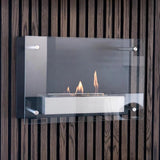 CACH Fires Nevada Bio-Wandkamin, Schwarzer Bioethanol-Wandkamin mit Glasfrontpaneel, Brenndauer bis zu 6 Stunden, für gemütliche Abende mit der Familie, 2 kW.