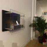 CACH Fires Nevada Bio-Wandkamin, Schwarzer Bioethanol-Wandkamin mit Glasfrontpaneel, Brenndauer bis zu 6 Stunden, für gemütliche Abende mit der Familie, 2 kW.