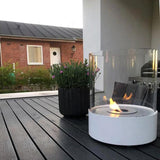 CACH Fires Southwark Runder Tisch Kamin, Weiß, Einzigartiges Design mit Glas, Bioethanol, 1,15 kW