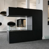 CACH Fires Topeka Freistehender Bioethanol-Kamin, schwarzes Design, 2,4 kW, trennt zwei Räume, hochwertiges, modernes und elegantes Erscheinungsbild.