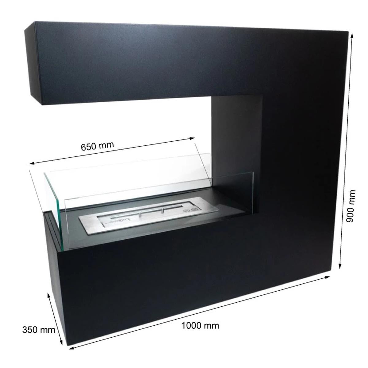 CACH Fires Topeka Freistehender Bioethanol-Kamin, schwarzes Design, 2,4 kW, trennt zwei Räume, hochwertiges, modernes und elegantes Erscheinungsbild.