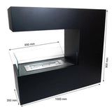 CACH Fires Topeka Freistehender Bioethanol-Kamin, schwarzes Design, 2,4 kW, trennt zwei Räume, hochwertiges, modernes und elegantes Erscheinungsbild.