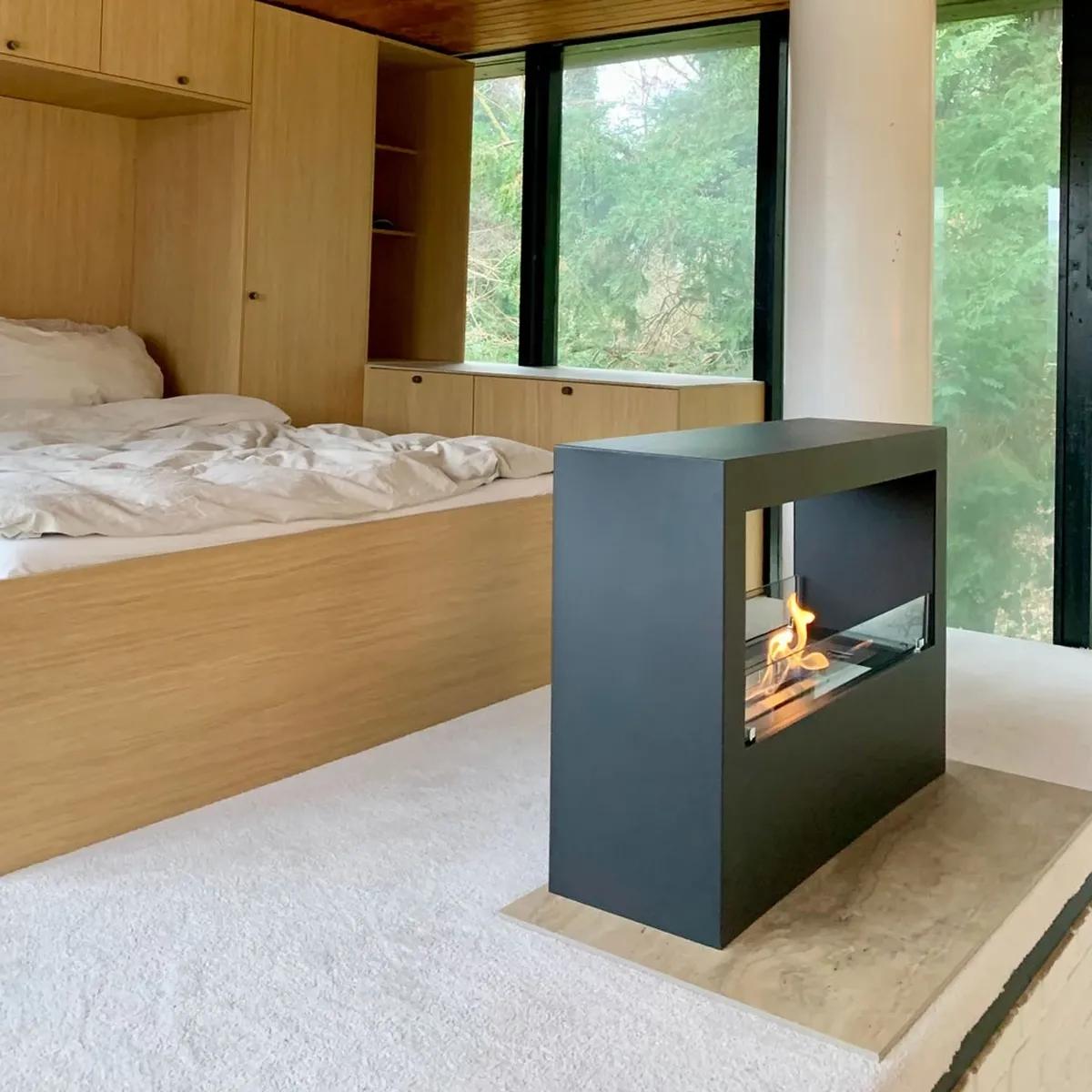 CACH Fires Biostand-Kamin, Schwarz, Groß, freistehender Kamin mit 4-Liter-Brenner, bis zu 6,5 Stunden Brenndauer, 3,3 kW.