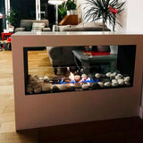 CACH Fires Lansing Bioethanol Standkamin, Weiß, Flammenansicht von 2 Seiten, 3,3 kW, 3,5-Liter-Brenner, 7,5 Stunden Brenndauer