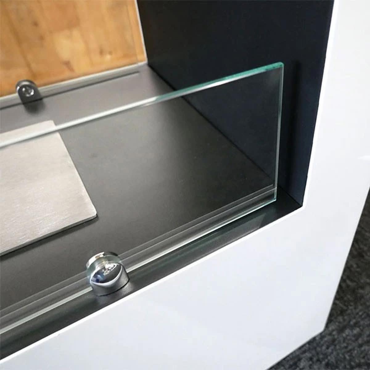 CACH Fires Lansing Bioethanol Standkamin, Weiß, Flammenansicht von 2 Seiten, 3,3 kW, 3,5-Liter-Brenner, 7,5 Stunden Brenndauer