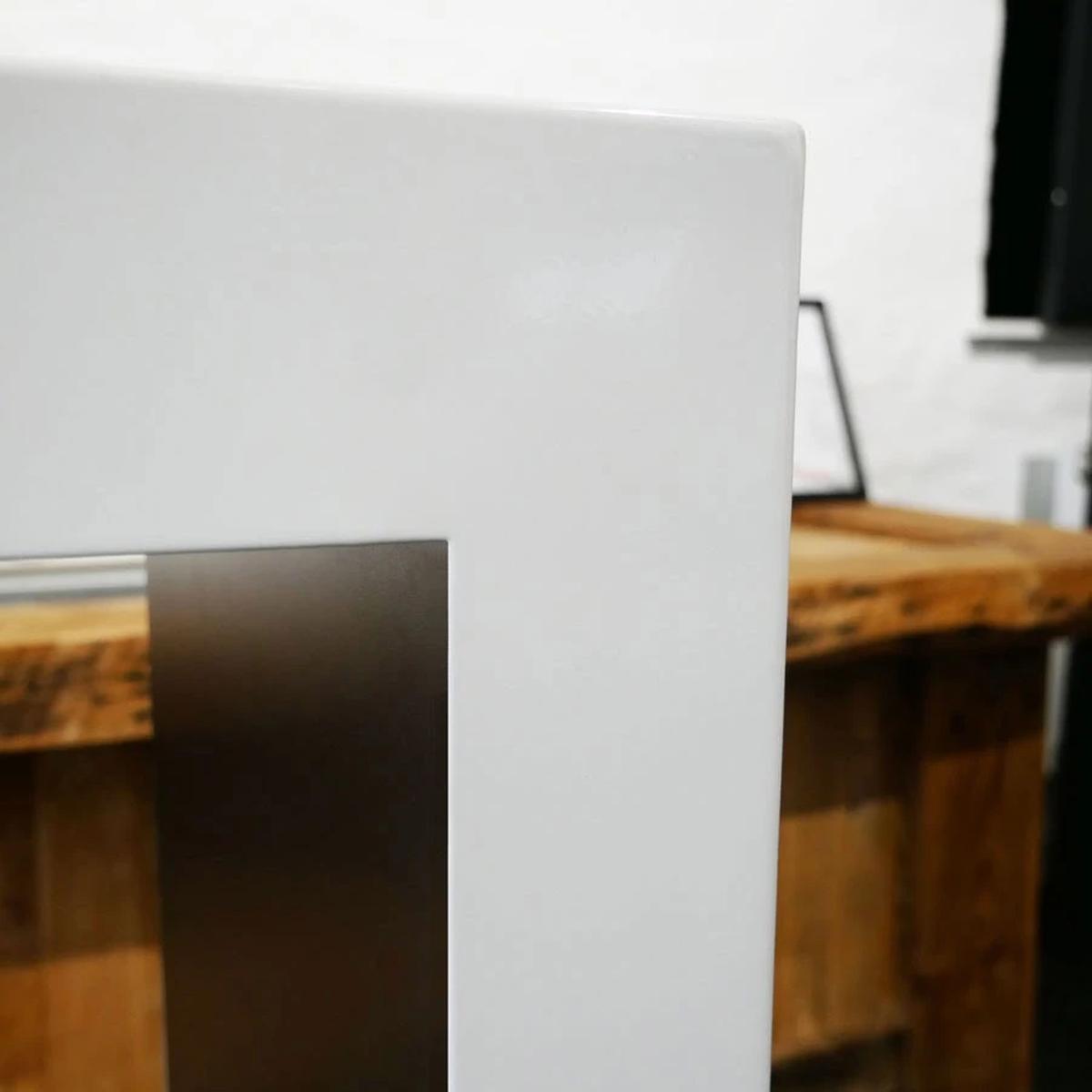 CACH Fires Lansing Bioethanol Standkamin, Weiß, Flammenansicht von 2 Seiten, 3,3 kW, 3,5-Liter-Brenner, 7,5 Stunden Brenndauer