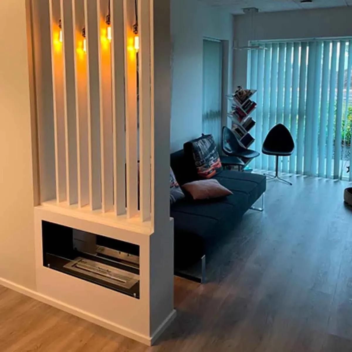 CACH Fires Lansing Bioethanol Standkamin, Weiß, Flammenansicht von 2 Seiten, 3,3 kW, 3,5-Liter-Brenner, 7,5 Stunden Brenndauer