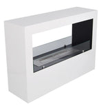 CACH Fires Lansing Bioethanol Standkamin, Weiß, Flammenansicht von 2 Seiten, 3,3 kW, 3,5-Liter-Brenner, 7,5 Stunden Brenndauer