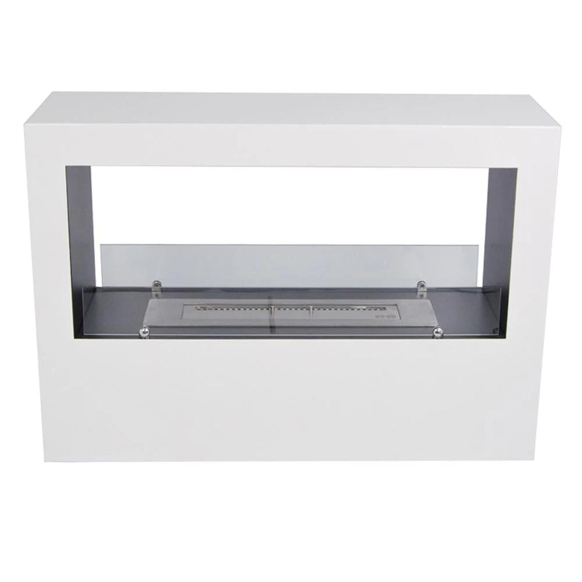 CACH Fires Lansing Bioethanol Standkamin, Weiß, Flammenansicht von 2 Seiten, 3,3 kW, 3,5-Liter-Brenner, 7,5 Stunden Brenndauer