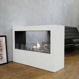 CACH Fires Lansing Bioethanol Standkamin, Weiß, Flammenansicht von 2 Seiten, 3,3 kW, 3,5-Liter-Brenner, 7,5 Stunden Brenndauer