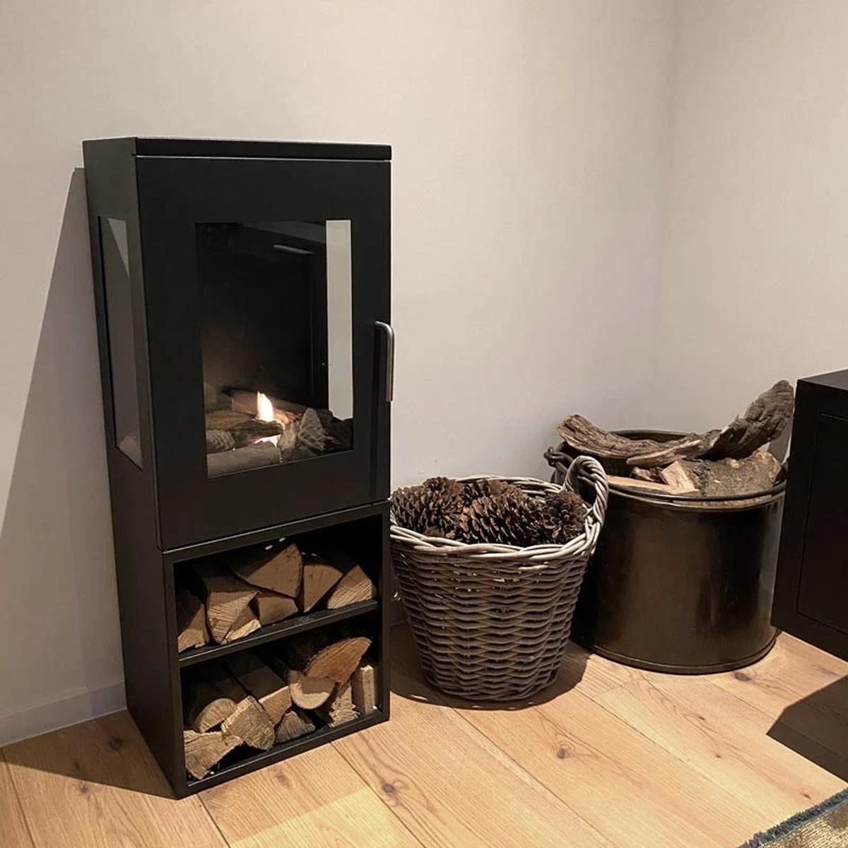 CACH Fires Cheyenne Schwarzer Bioethanol-Kamin, 95 cm hoch, 3-seitige Flammenansicht, 1,9 kW