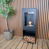 CACH Fires Cheyenne Schwarzer Bioethanol-Kamin, 95 cm hoch, 3-seitige Flammenansicht, 1,9 kW
