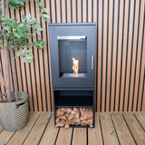 CACH Fires Cheyenne Schwarzer Bioethanol-Kamin, 95 cm hoch, 3-seitige Flammenansicht, 1,9 kW