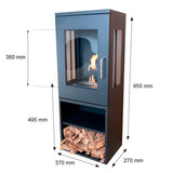 CACH Fires Cheyenne Schwarzer Bioethanol-Kamin, 95 cm hoch, 3-seitige Flammenansicht, 1,9 kW