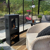 CACH Fires Cheyenne Schwarzer Bioethanol-Kamin, 95 cm hoch, 3-seitige Flammenansicht, 1,9 kW