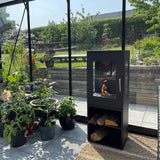 CACH Fires Cheyenne Schwarzer Bioethanol-Kamin, 95 cm hoch, 3-seitige Flammenansicht, 1,9 kW