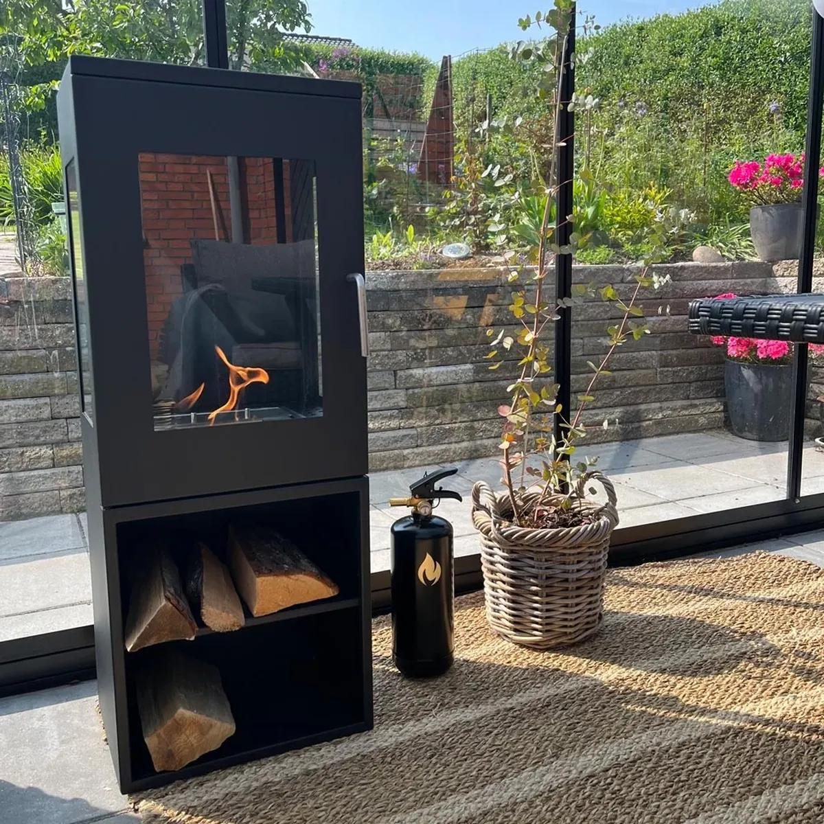 CACH Fires Cheyenne Schwarzer Bioethanol-Kamin, 95 cm hoch, 3-seitige Flammenansicht, 1,9 kW