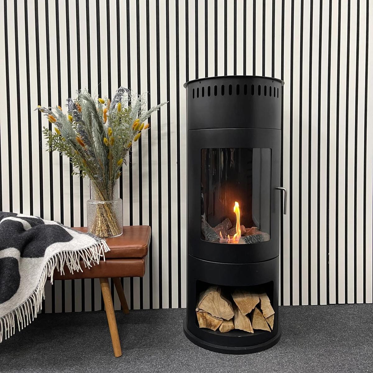 CACH Fires Washington Ethanol Kamin, Schwarz, H: 112,4 x B: 42 x T: 42 cm, Brenndauer 6 Stunden, 2,2 kW