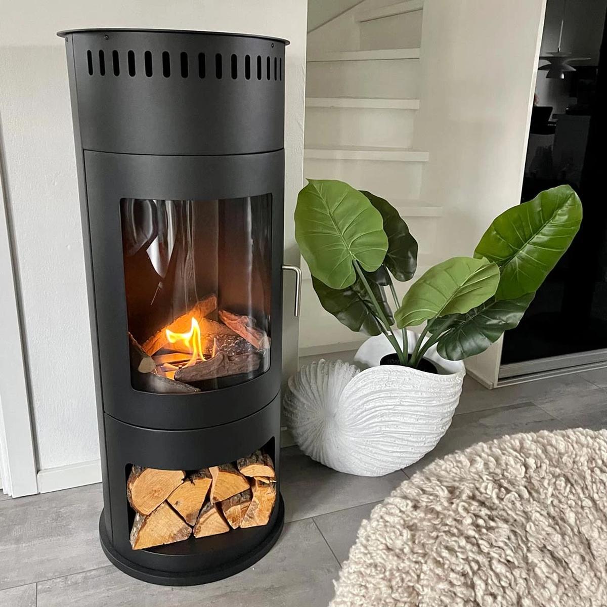 CACH Fires Washington Ethanol Kamin, Schwarz, H: 112,4 x B: 42 x T: 42 cm, Brenndauer 6 Stunden, 2,2 kW
