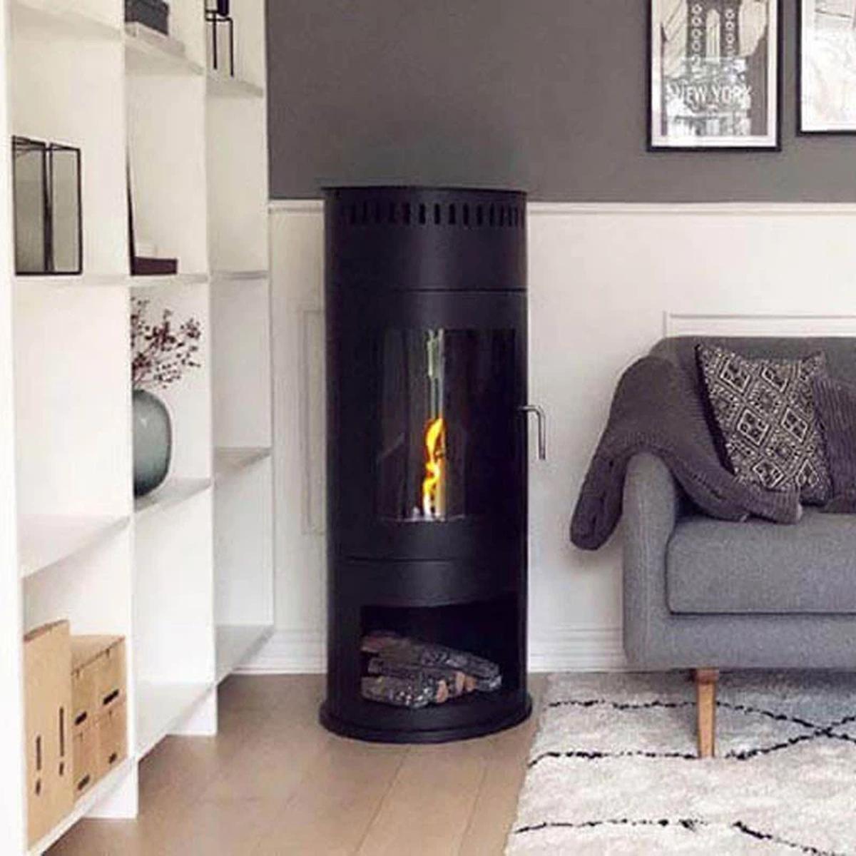 CACH Fires Washington Ethanol Kamin, Schwarz, H: 112,4 x B: 42 x T: 42 cm, Brenndauer 6 Stunden, 2,2 kW