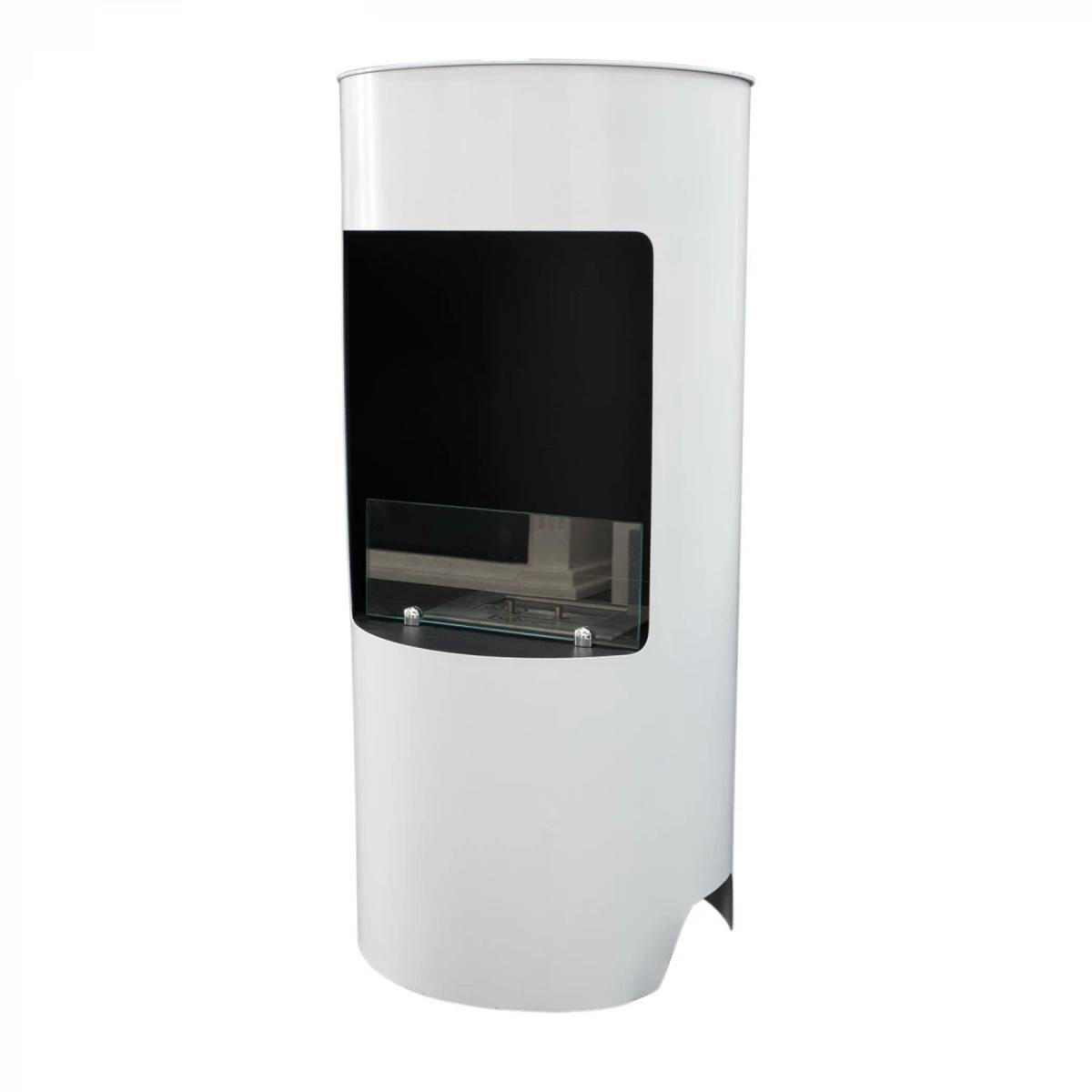 CACH Fires Montgomery Weiß, Offener Ethanol-Herd, Kaminoptik, H: 95 x Ø 45 cm, 4,5 Stunden Brenndauer, 1,9 kW