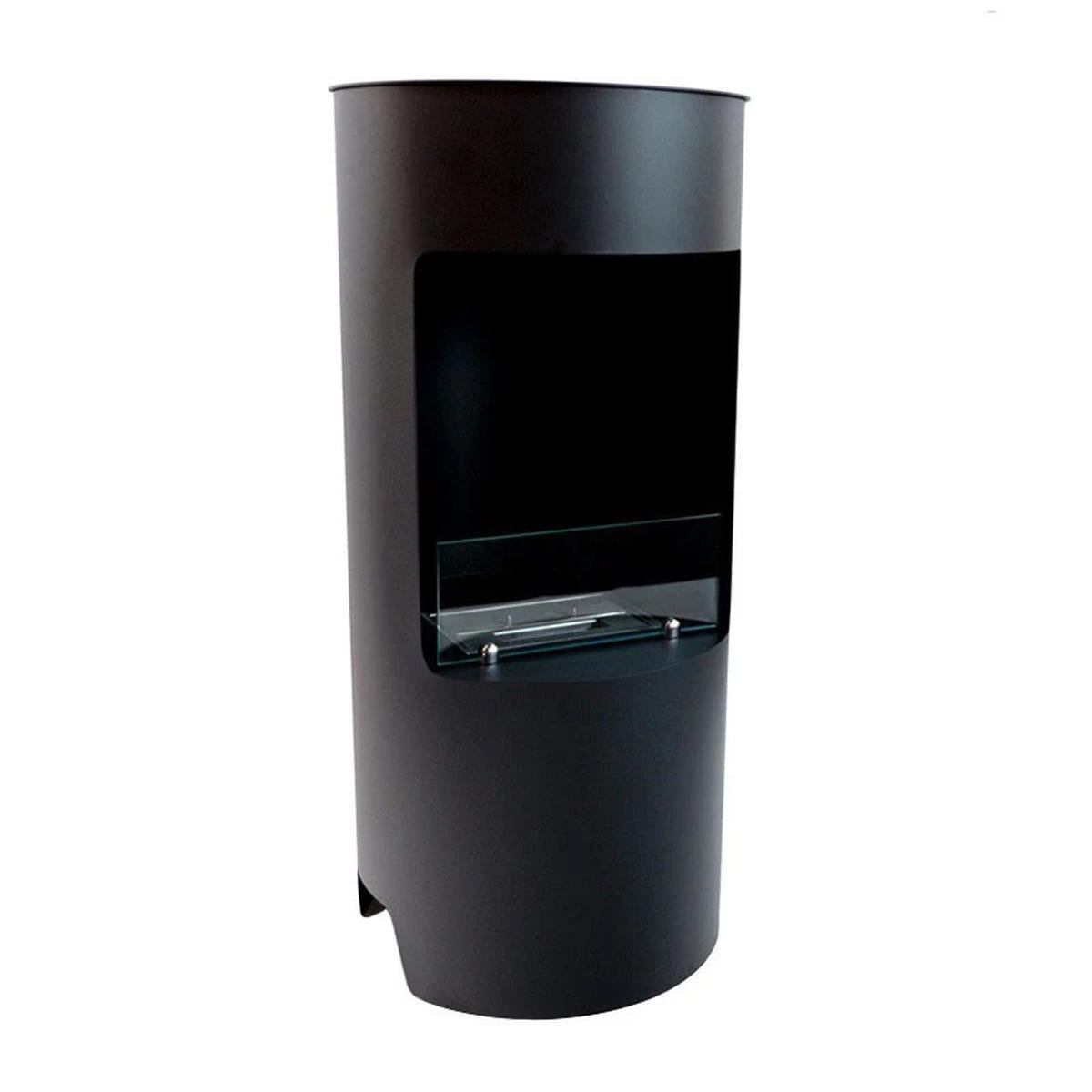 CACH Fires Montgomery Schwarz, Offener Bioethanol-Herd, Freistehender Bioethanol-Kamin im Holzofen-Design, Lange Brenndauer von bis zu 4,5 Stunden, 1,9 kW.