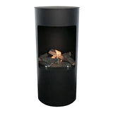 CACH Fires Montgomery Schwarz, Offener Bioethanol-Herd, Freistehender Bioethanol-Kamin im Holzofen-Design, Lange Brenndauer von bis zu 4,5 Stunden, 1,9 kW.