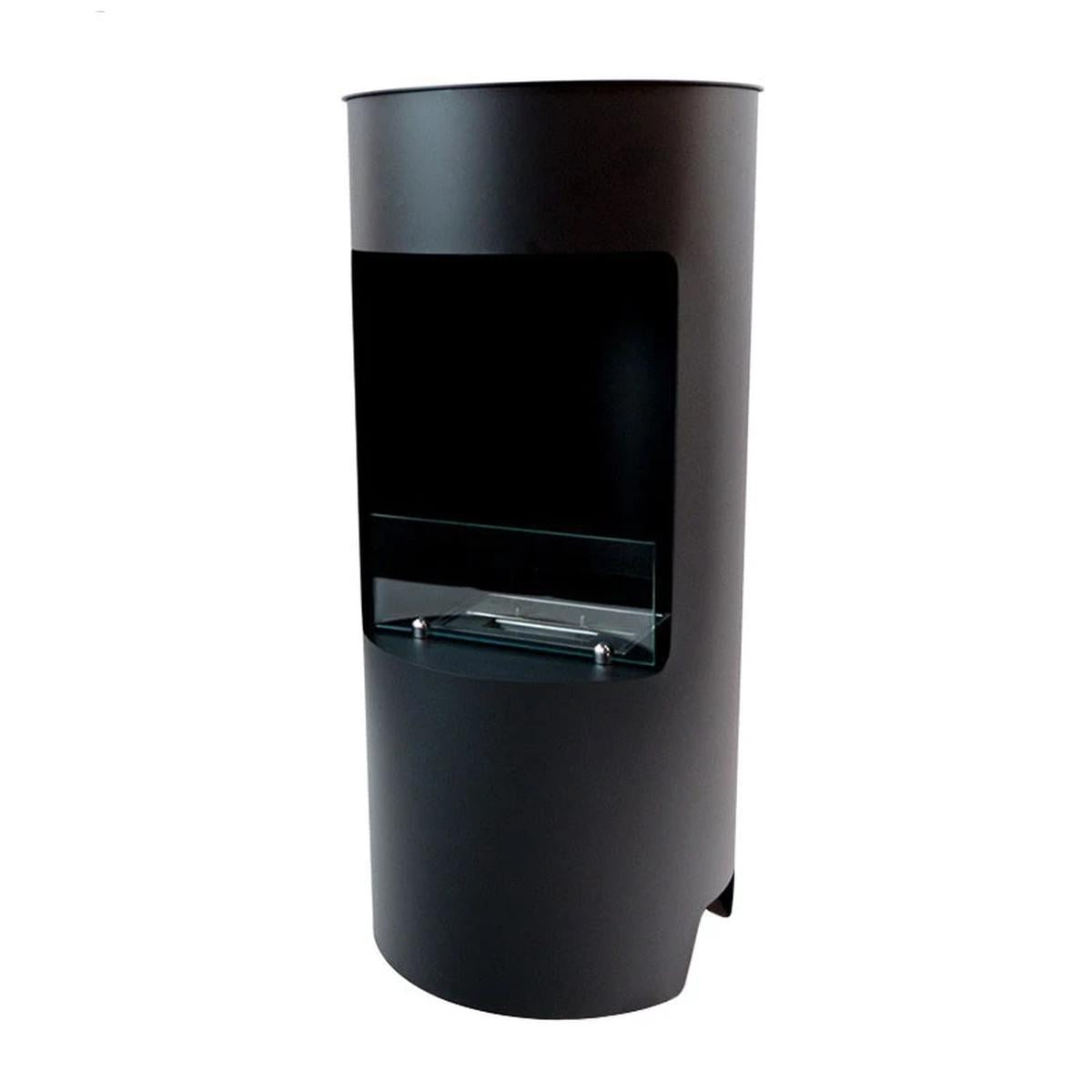 CACH Fires Montgomery Schwarz, Offener Bioethanol-Herd, Freistehender Bioethanol-Kamin im Holzofen-Design, Lange Brenndauer von bis zu 4,5 Stunden, 1,9 kW.