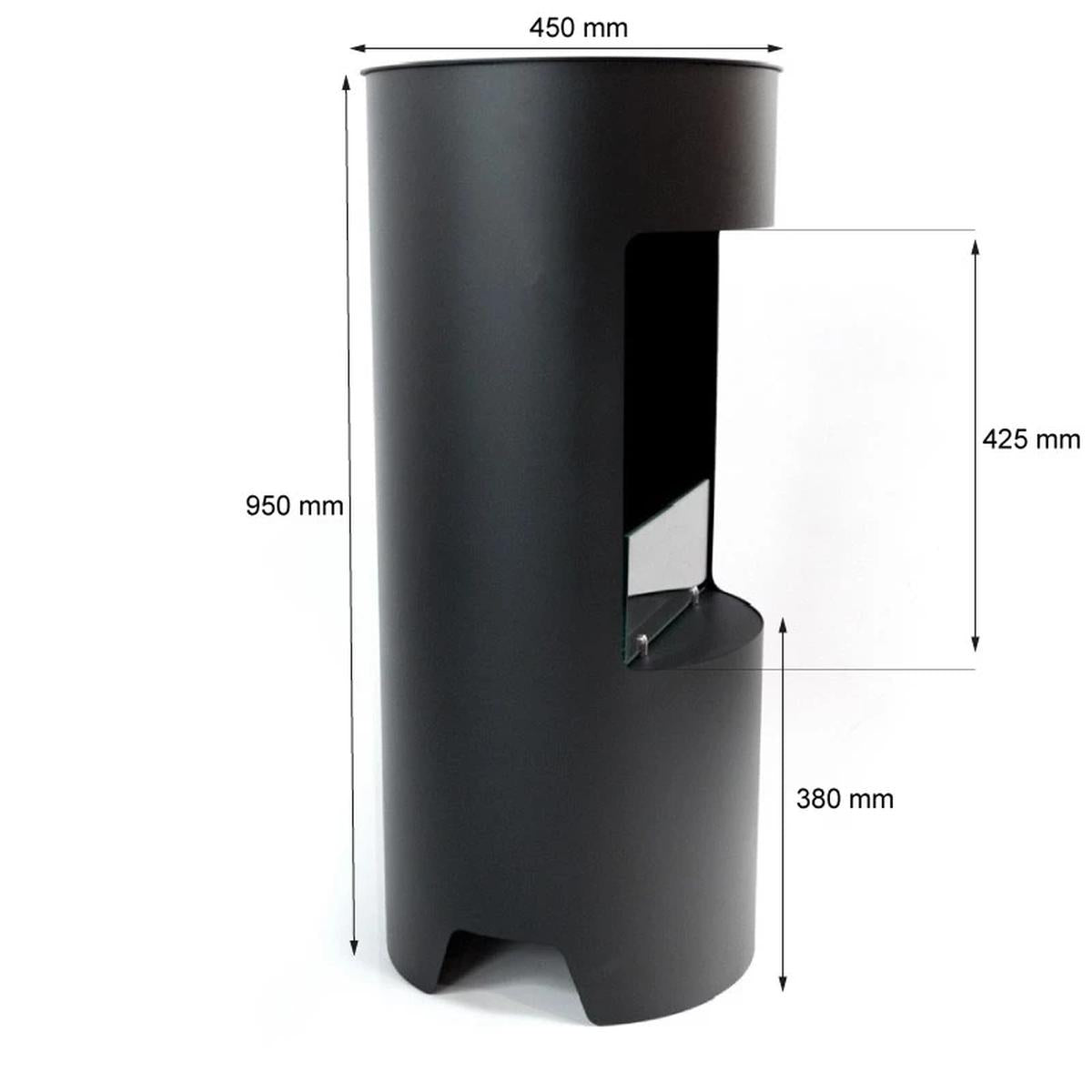 CACH Fires Montgomery Schwarz, Offener Bioethanol-Herd, Freistehender Bioethanol-Kamin im Holzofen-Design, Lange Brenndauer von bis zu 4,5 Stunden, 1,9 kW.