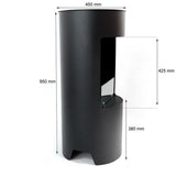 CACH Fires Montgomery Schwarz, Offener Bioethanol-Herd, Freistehender Bioethanol-Kamin im Holzofen-Design, Lange Brenndauer von bis zu 4,5 Stunden, 1,9 kW.