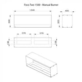 CACH Fires Foco Two 1500, doppelseitiger eingebauter Biokamin, für Trennwände und TV-Wände, 6,4 kW, 9,4 kW
