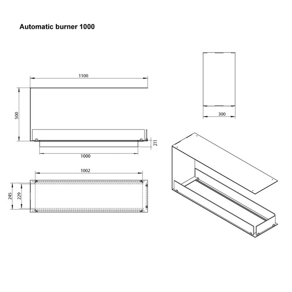 CACH Fires Foco Raumteiler 1100 Medium, Raumteiler Bioethanol Kamin, 110 cm Breite, 2 Brenner zur Auswahl, 6,2 kW
