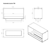 CACH Fires Foco One 1000, Bioethanol-Wandkamin mit eingebautem Brenner, einseitig, manueller oder automatischer Brenner, 4,4 kW.